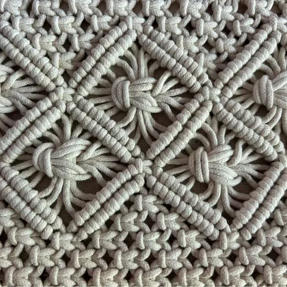 Boho Crochet Cream Macramé Clutch Bag Festival Zipper Purse Summer - Picture 4 of 13